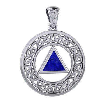 Large AA Recovery with Celtic Boarder Silver Pendant TPD6007 - Jewelry